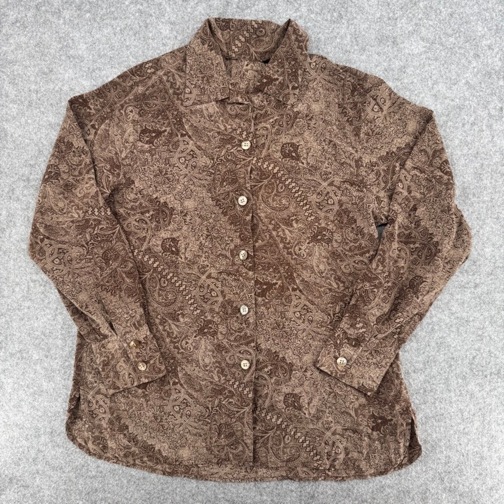 Vintage Button Down Women S Paisley Brown Long Sleeve EUC